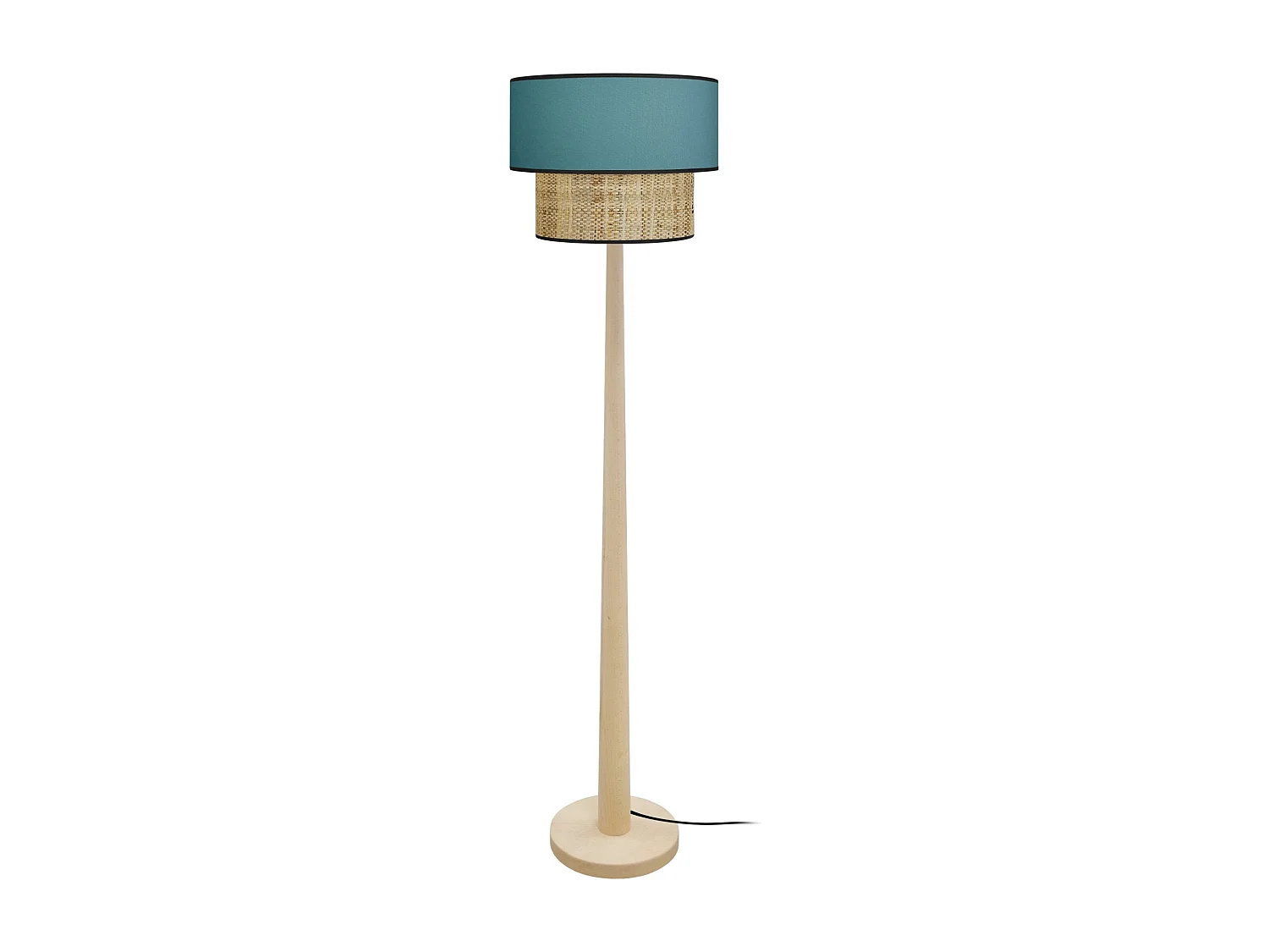 Lampadaire droit bois  naturel,bleu 162 cm.