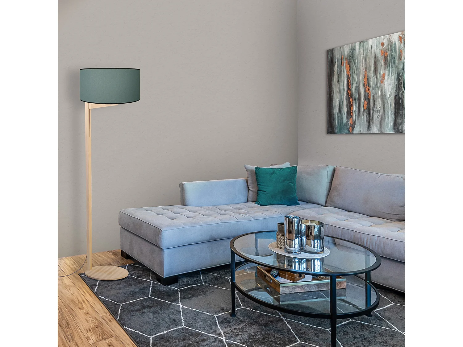 Abajur TOSEL CYLINDRIQUE 45A tecido cilindro cinza D45 x H20  cm