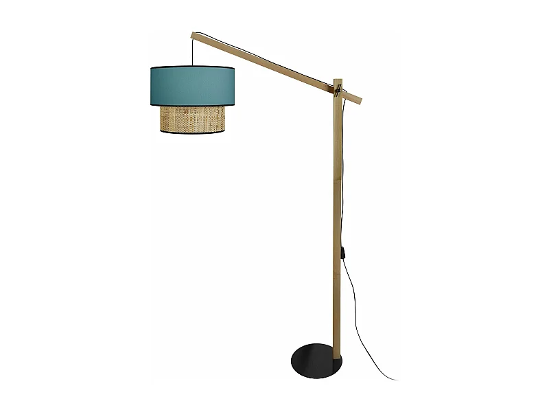 Lampadaire droit bois  foncé,bleu 190 cm.
