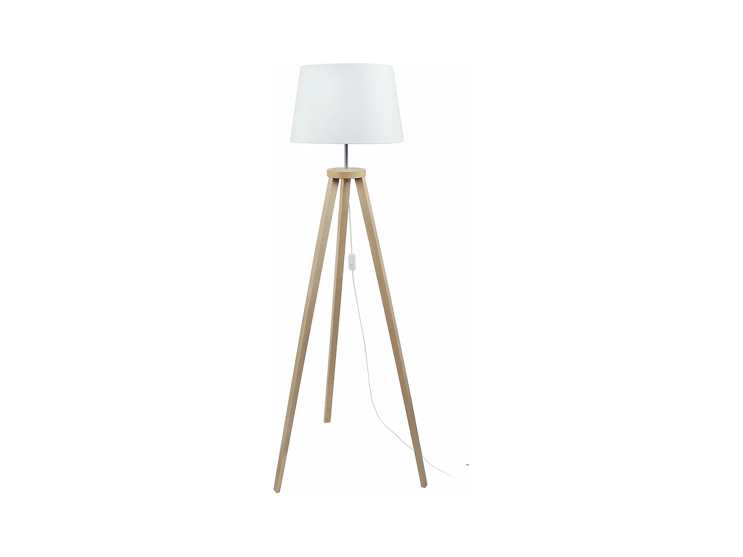 Lampadaire trépied, bois  naturel 155 cm.