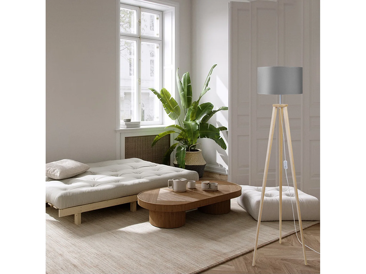 Abajur TOSEL CYLINDRIQUE 40 tecido cilindro castanho D40 x H22  cm