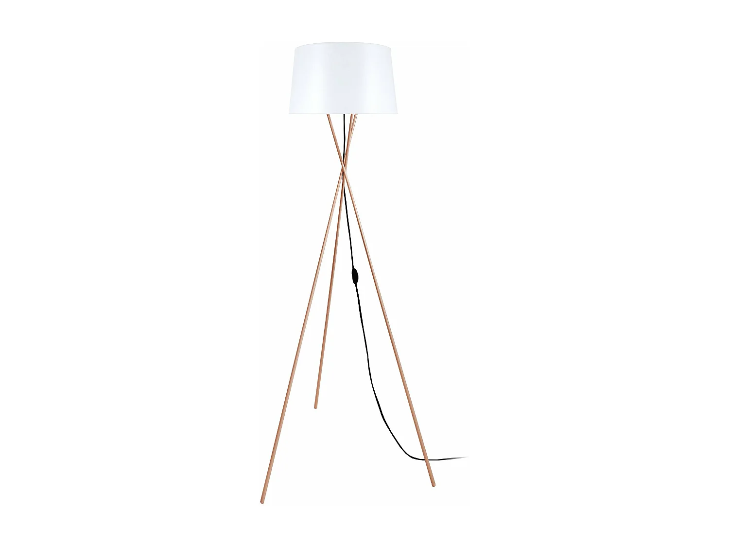 Lampadaire trépied métal, cuivre blanc 155 cm.
