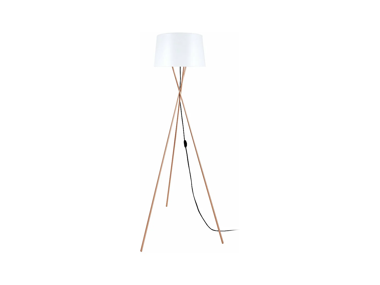 Lampadaire trépied métal, cuivre blanc 155 cm.