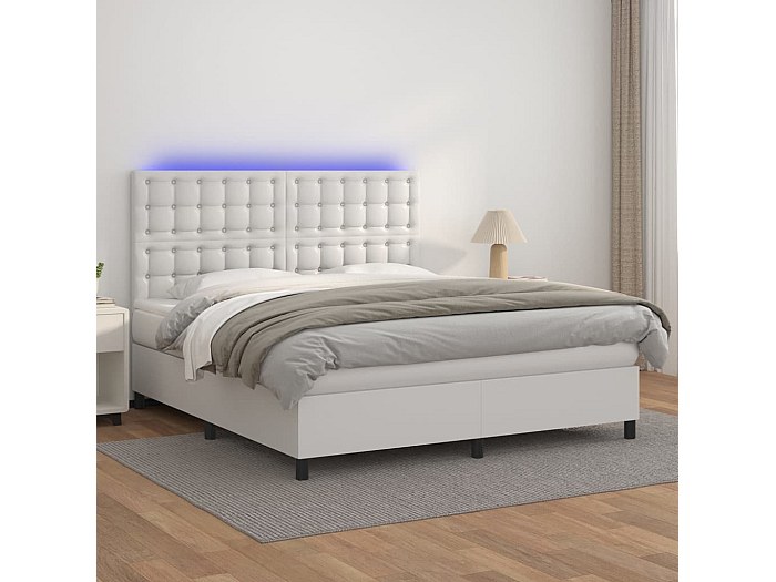 Letto matrimoniale Moderno Letto a Molle con Materasso Giroletto Bianco