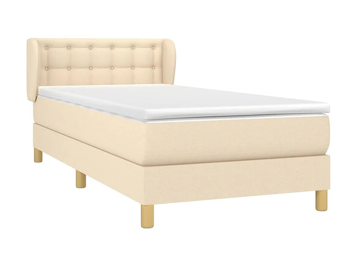 Boxspringbett mit Matratze,Bett für Schlafzimmer Creme 90x190 cm Stoff -CFW46715