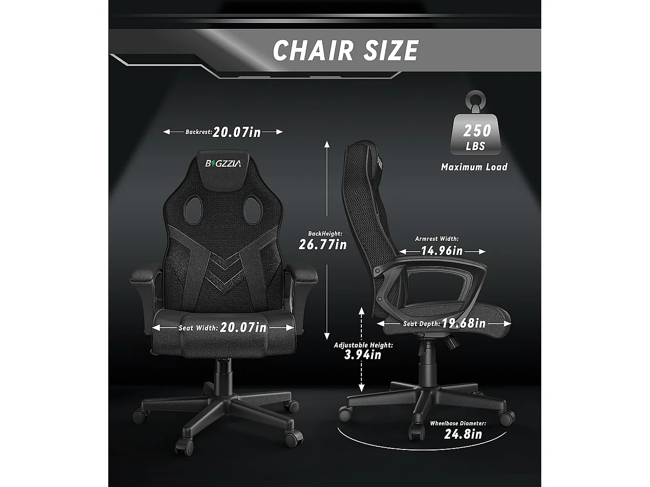 Chaise de jeu en cuir PU avec appui-tête, hauteur réglable et pivotant à 360 ° pour Gamer Office