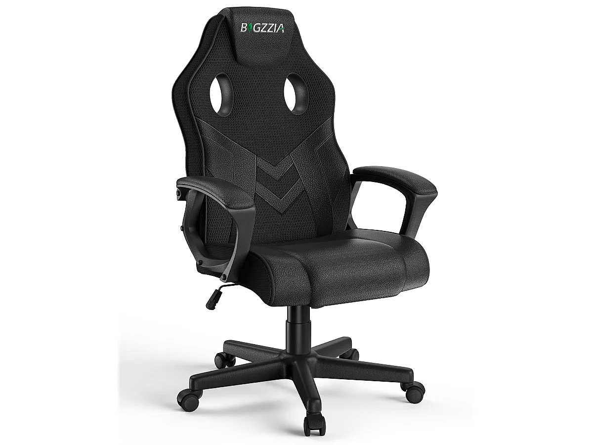 Chaise de jeu en cuir PU avec appui-tête, hauteur réglable et pivotant à 360 ° pour Gamer Office