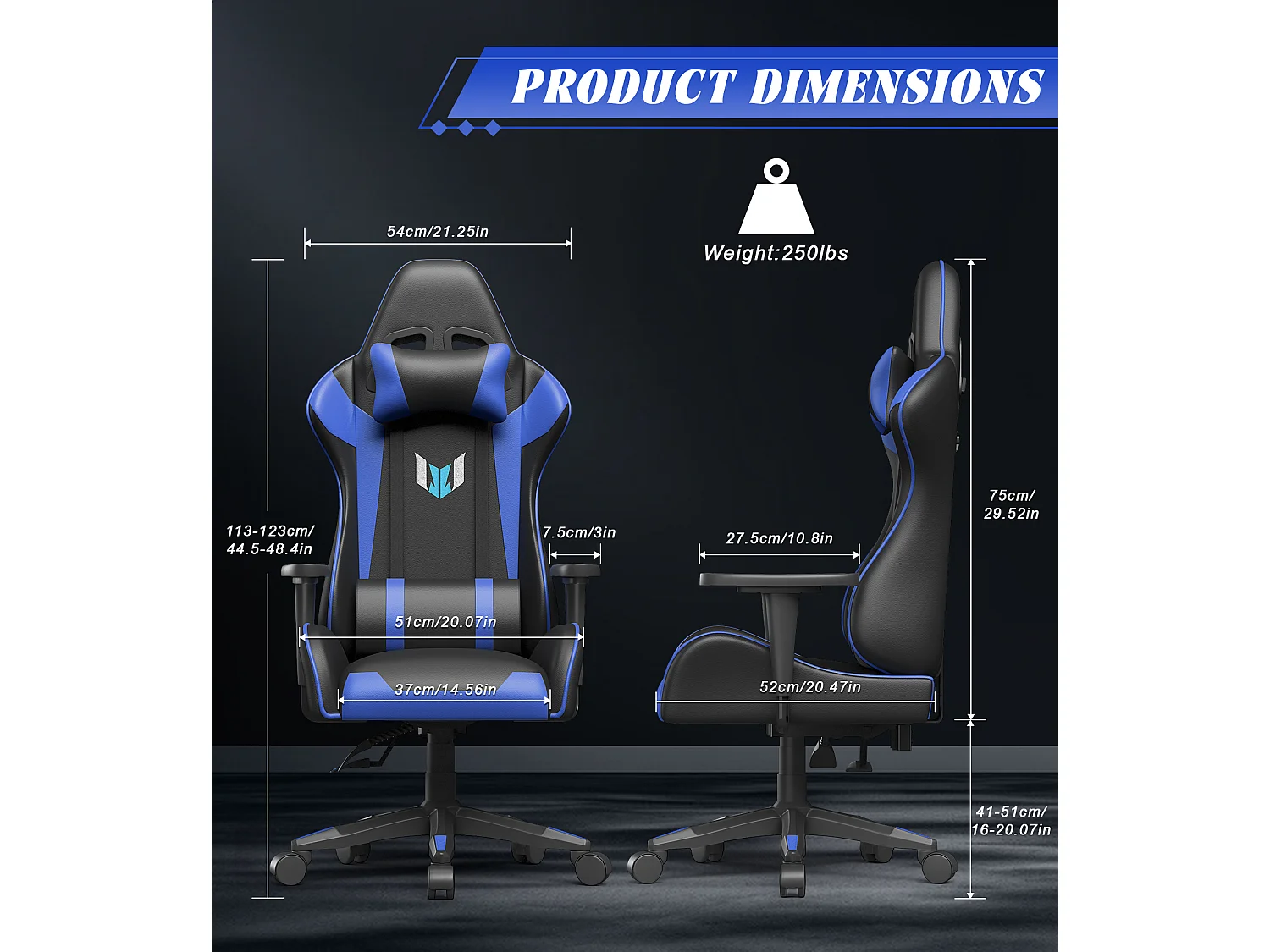 Chaise de jeu jeu avec coussin lombaire et appui et accoudoir fixe, chaise de bureau en cuir PU