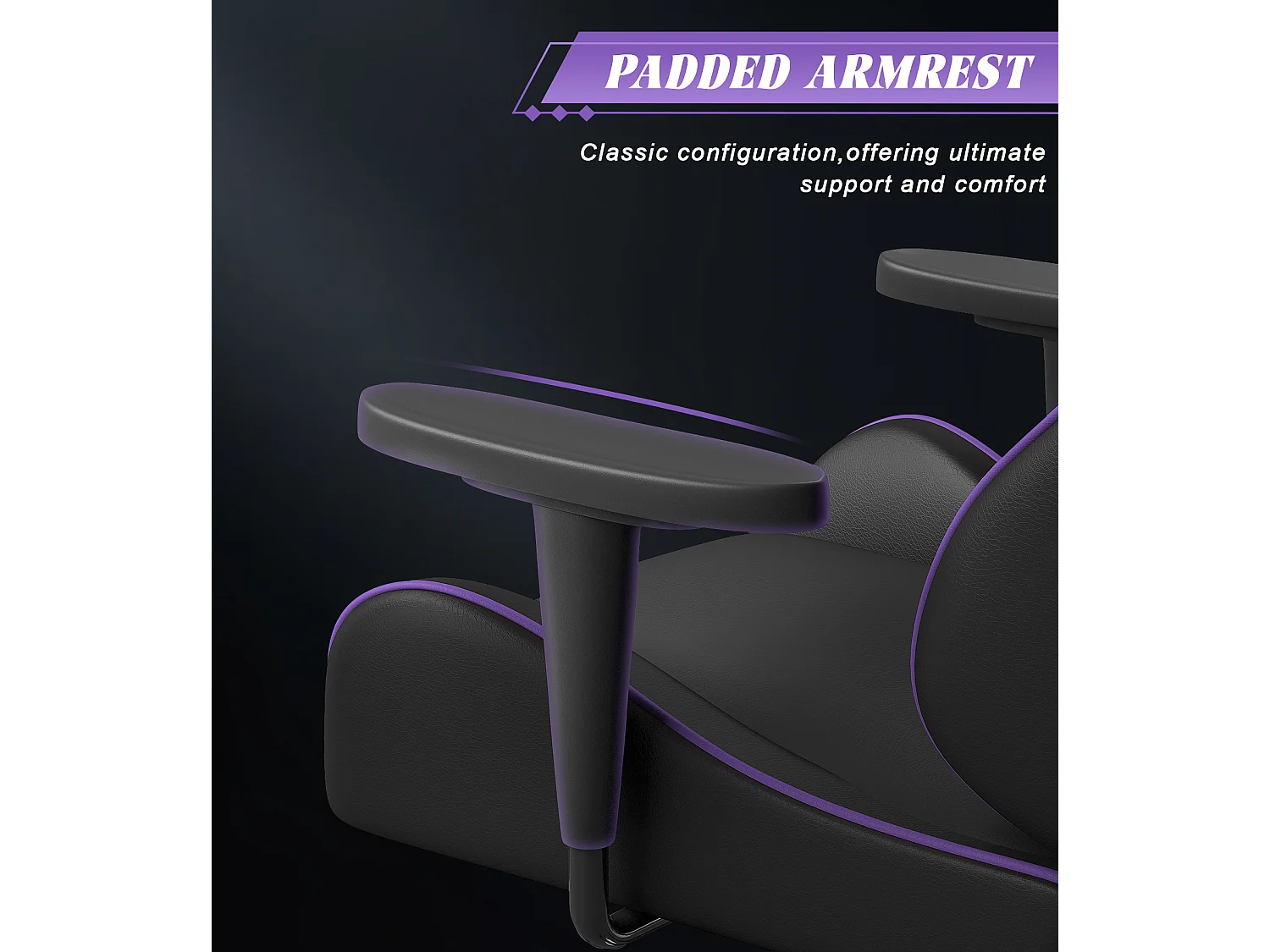 Chaise de jeu jeu avec coussin lombaire et appui et accoudoir fixe, chaise de bureau en cuir PU