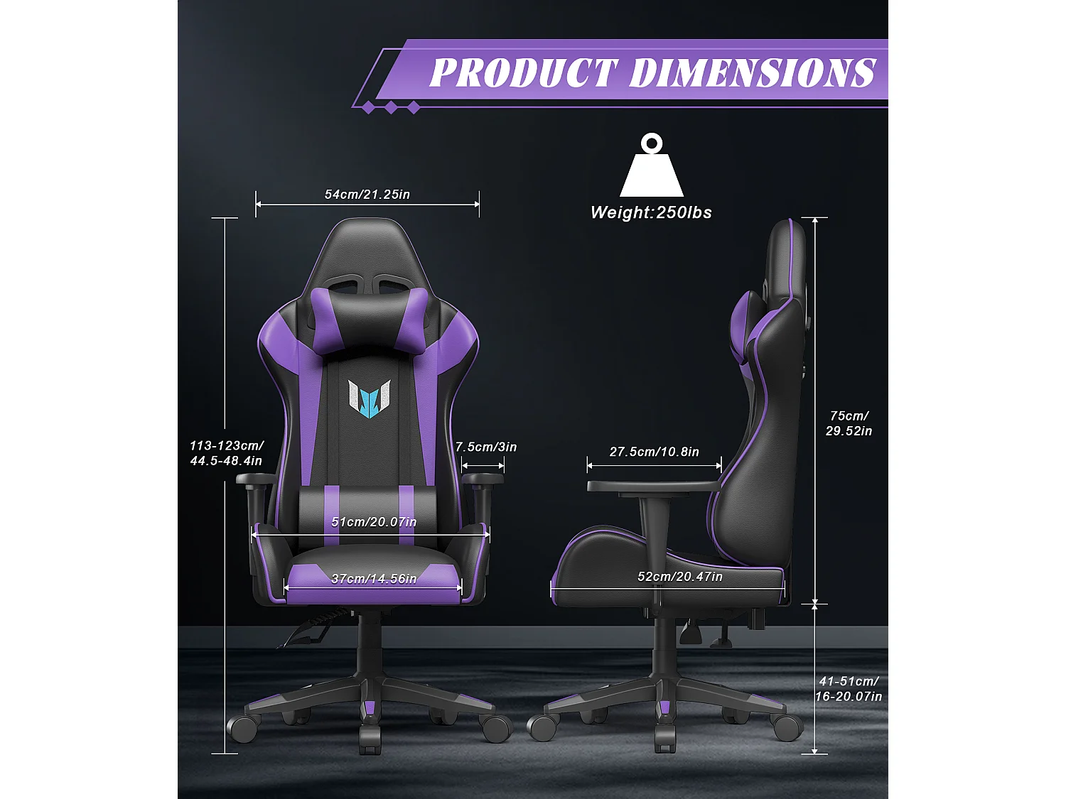 Chaise de jeu jeu avec coussin lombaire et appui et accoudoir fixe, chaise de bureau en cuir PU