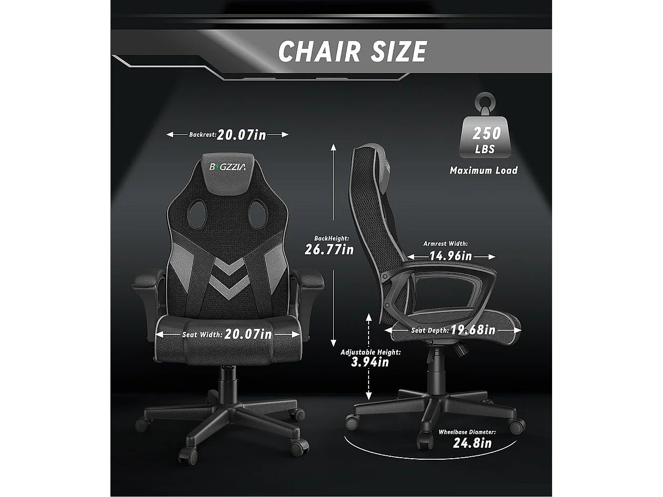 Chaise de jeu en cuir PU avec appui-tête, hauteur réglable et pivotant à 360 ° pour Gamer Office