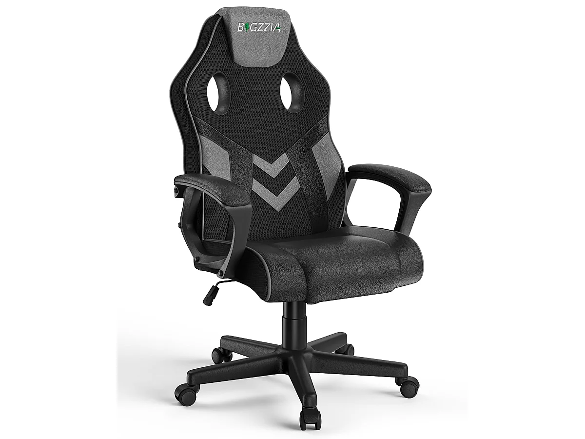 Chaise de jeu en cuir PU avec appui-tête, hauteur réglable et pivotant à 360 ° pour Gamer Office