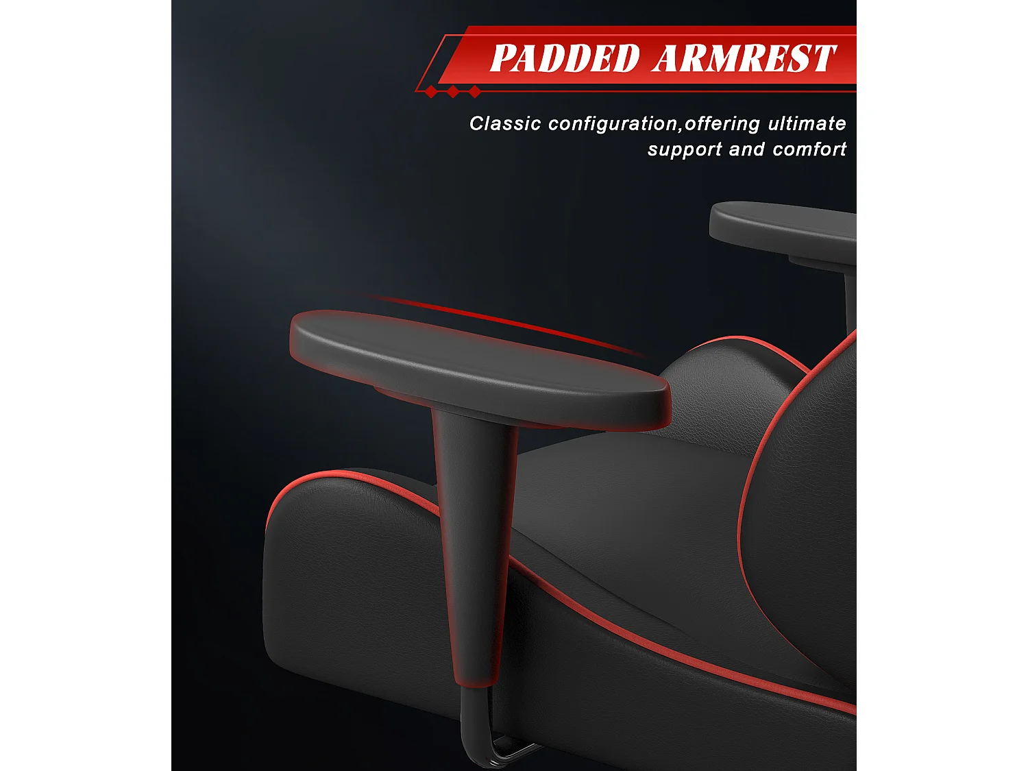 Chaise de jeu jeu avec coussin lombaire et appui et accoudoir fixe, chaise de bureau en cuir PU