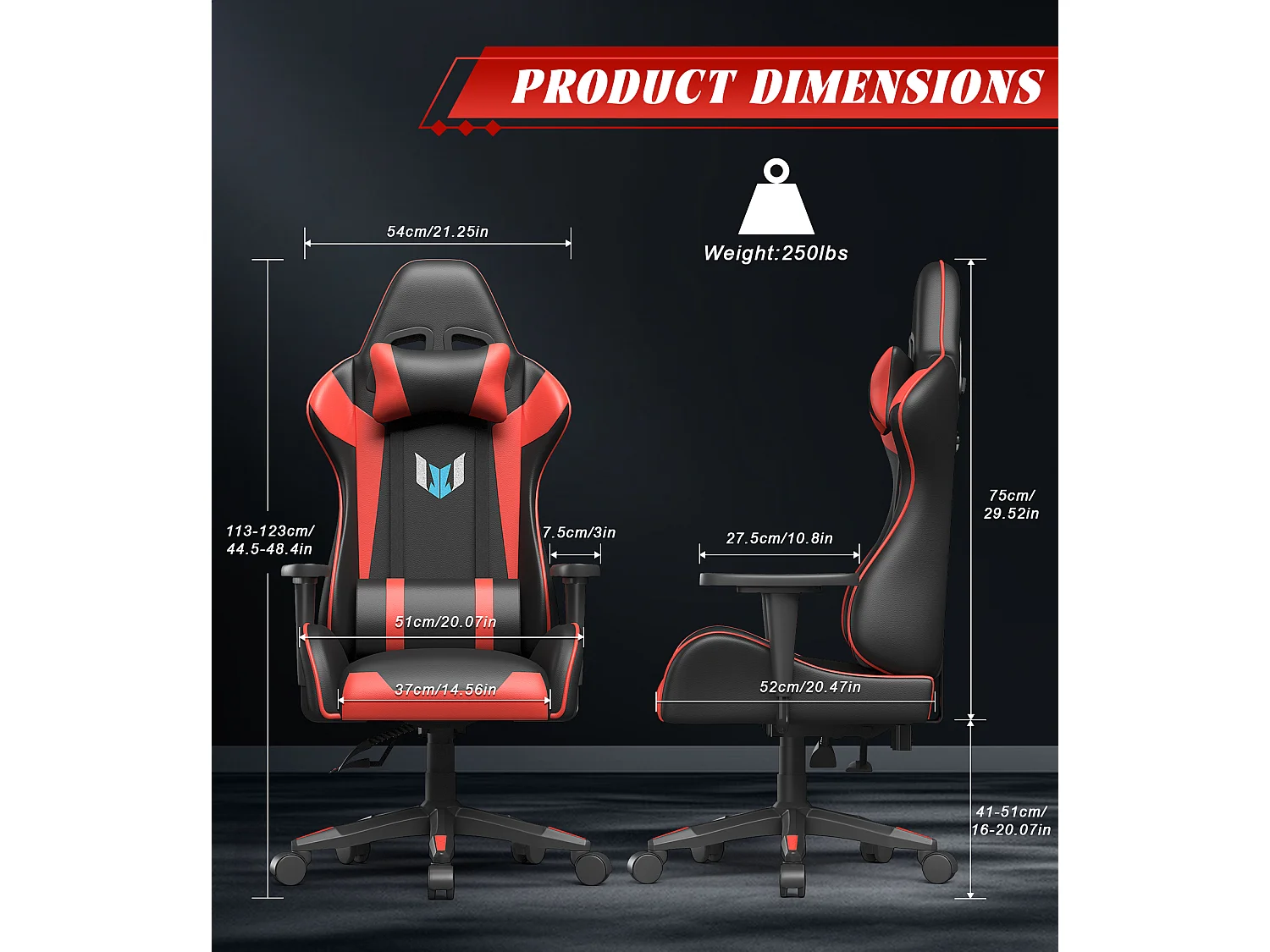 Chaise de jeu jeu avec coussin lombaire et appui et accoudoir fixe, chaise de bureau en cuir PU