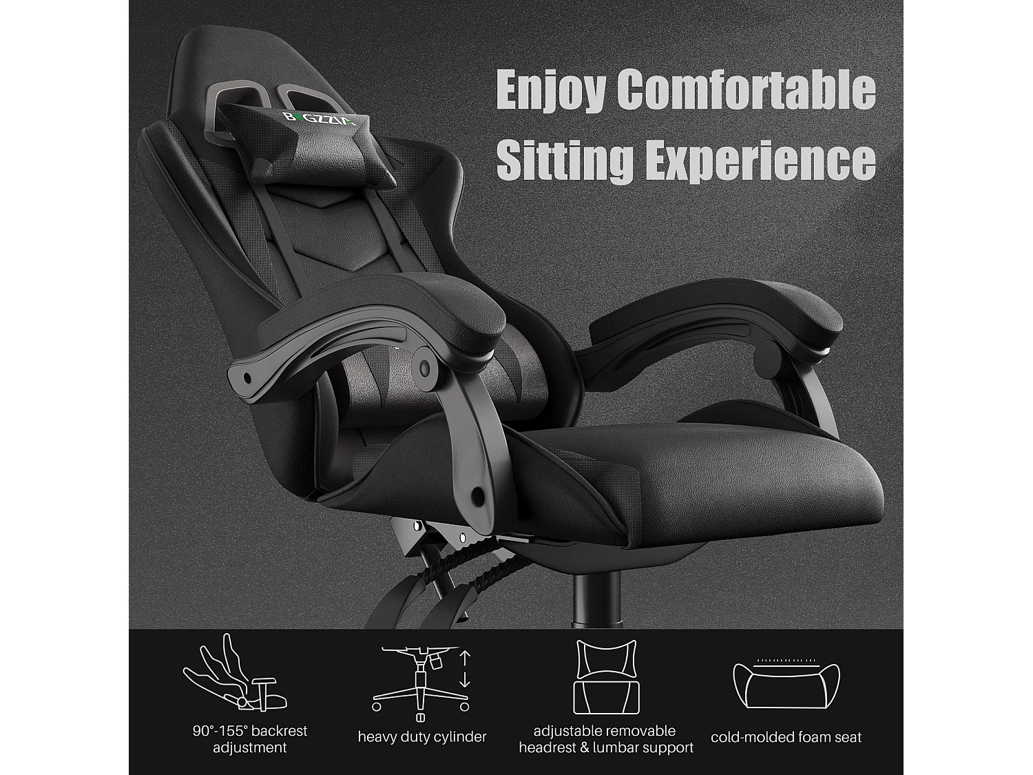 Cadeira de gamã e escritório Ergonomic Computer Desk Chair com apoio de cabeça e suporte lombar