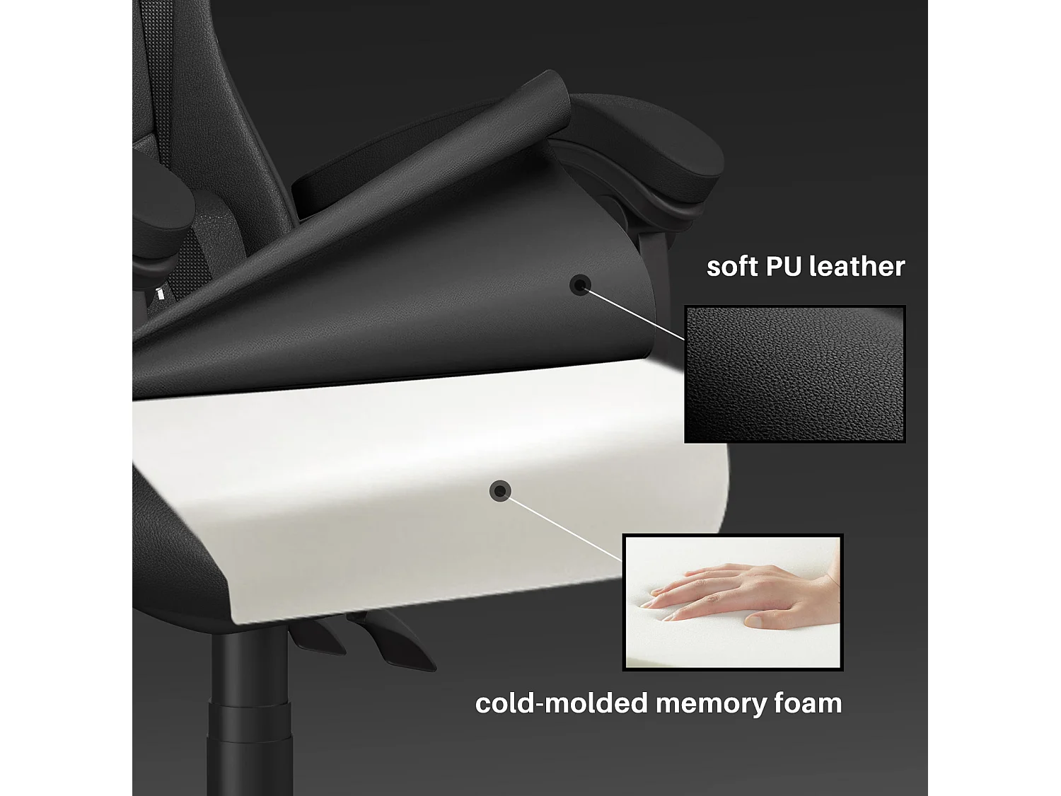 Cadeira de gamã e escritório Ergonomic Computer Desk Chair com apoio de cabeça e suporte lombar