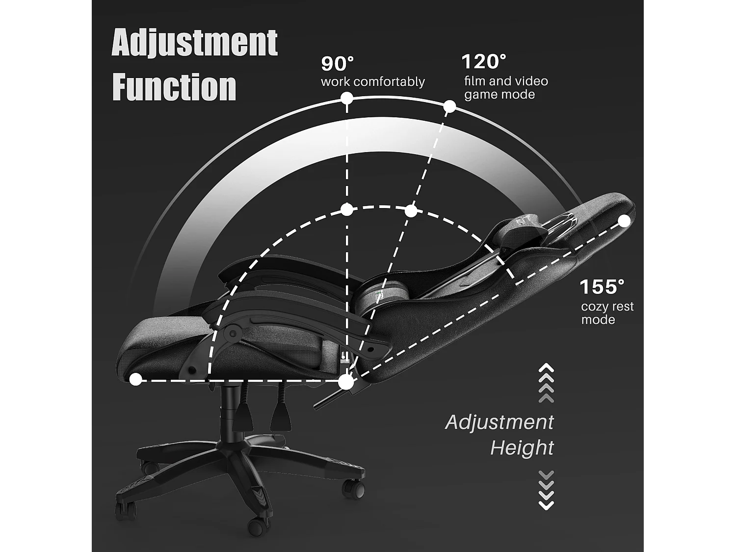 Cadeira de gamã e escritório Ergonomic Computer Desk Chair com apoio de cabeça e suporte lombar