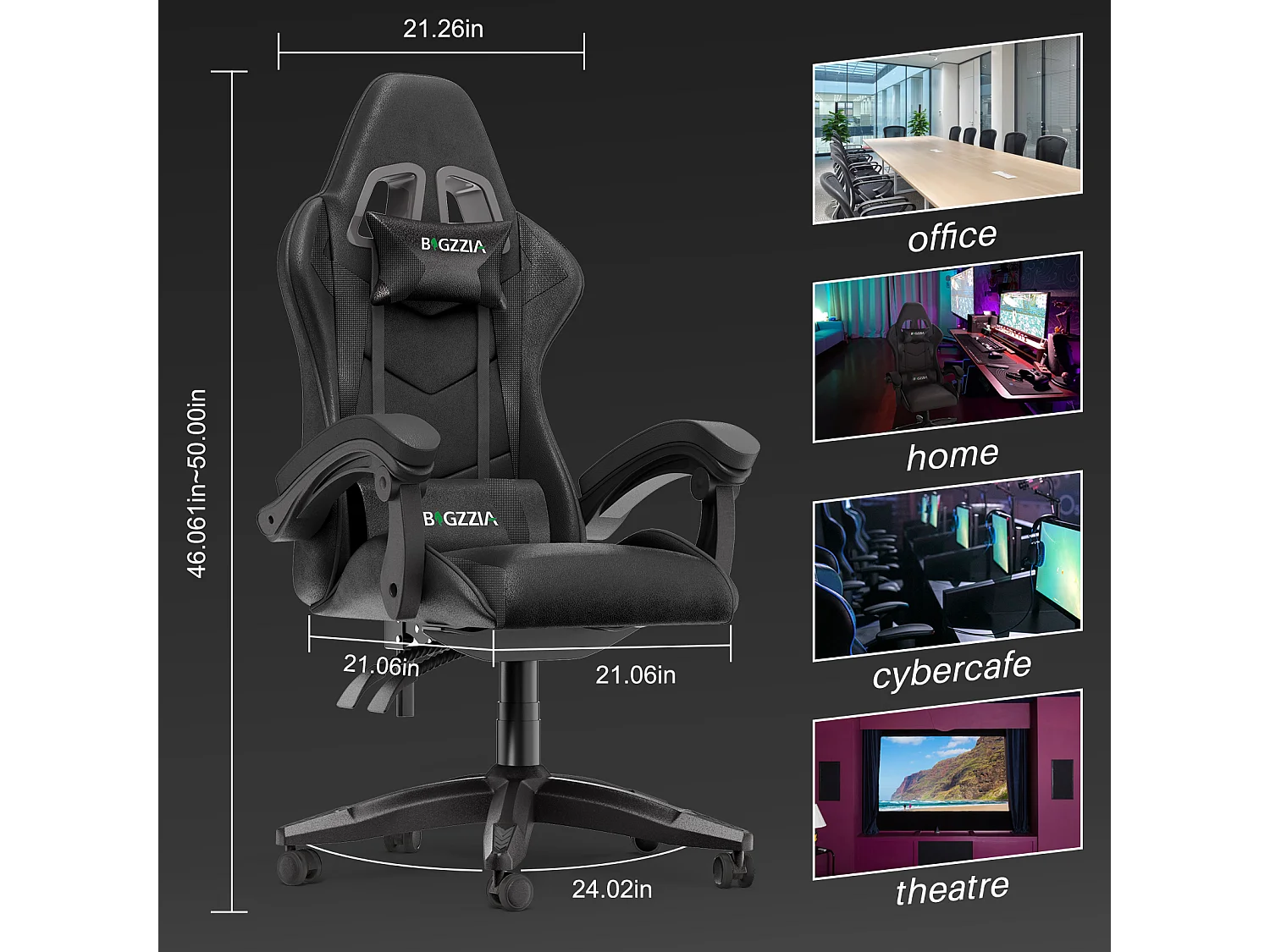 Cadeira de gamã e escritório Ergonomic Computer Desk Chair com apoio de cabeça e suporte lombar