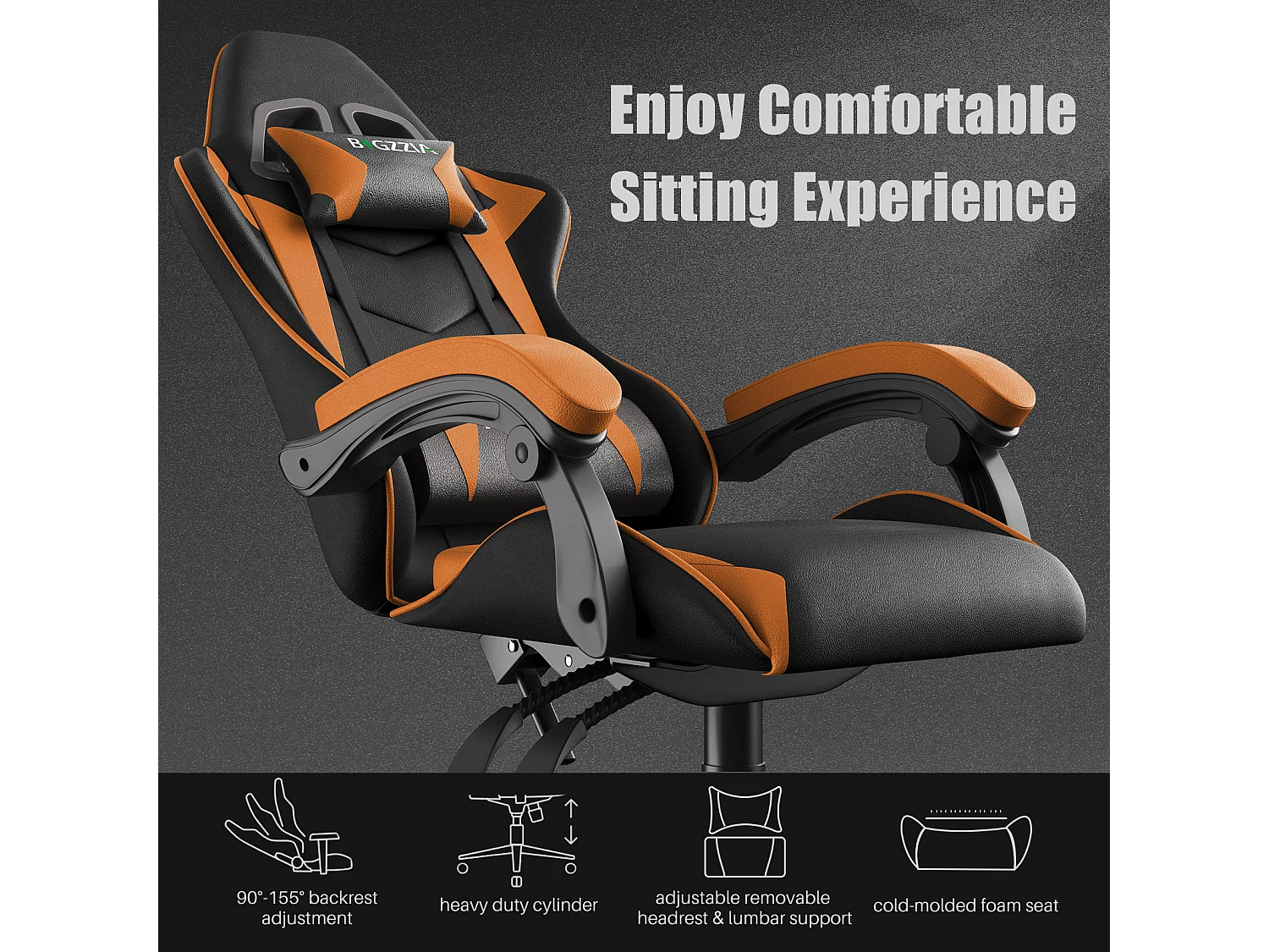 Cadeira de gamã e escritório Ergonomic Computer Desk Chair com apoio de cabeça e suporte lombar