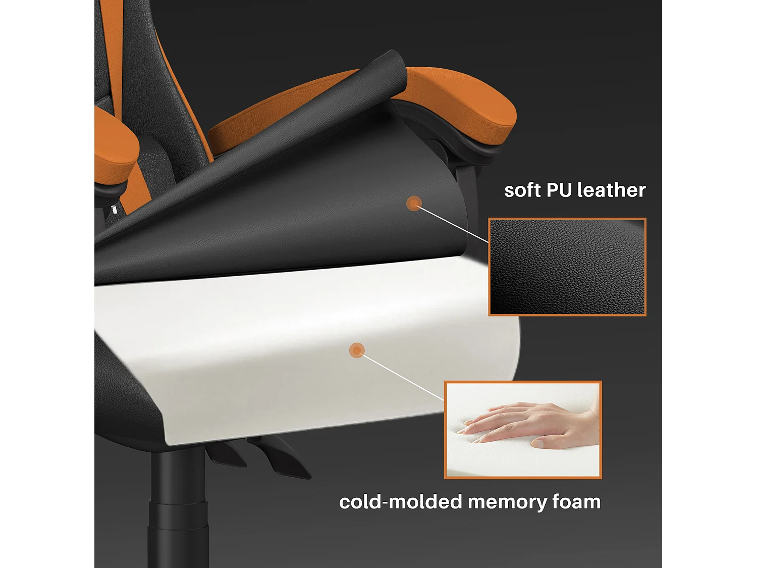 Cadeira de gamã e escritório Ergonomic Computer Desk Chair com apoio de cabeça e suporte lombar