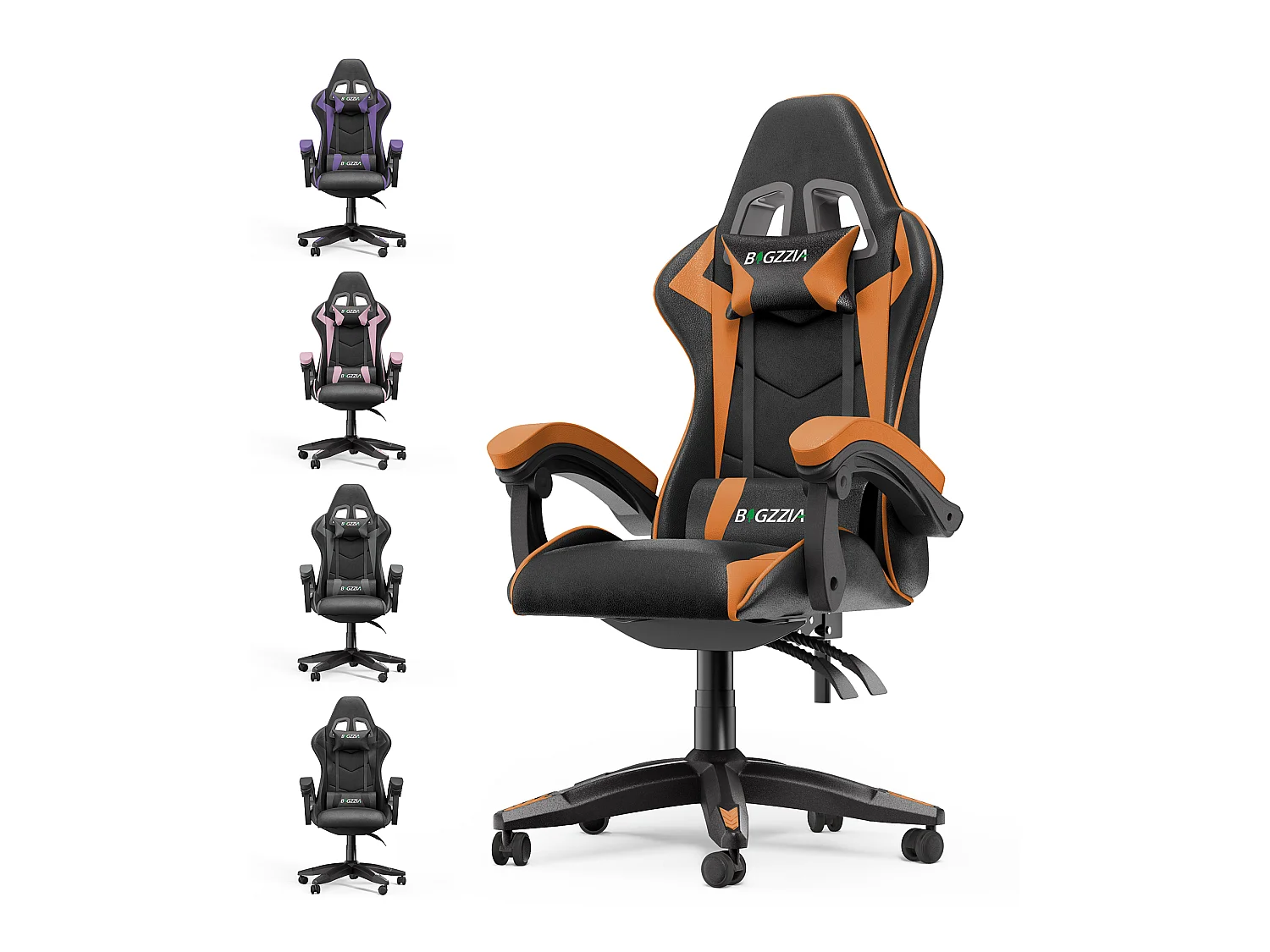 Gaming- en bureaustoel Ergonomische computerbureaustoel met hoofdsteun en lumbale ondersteuning