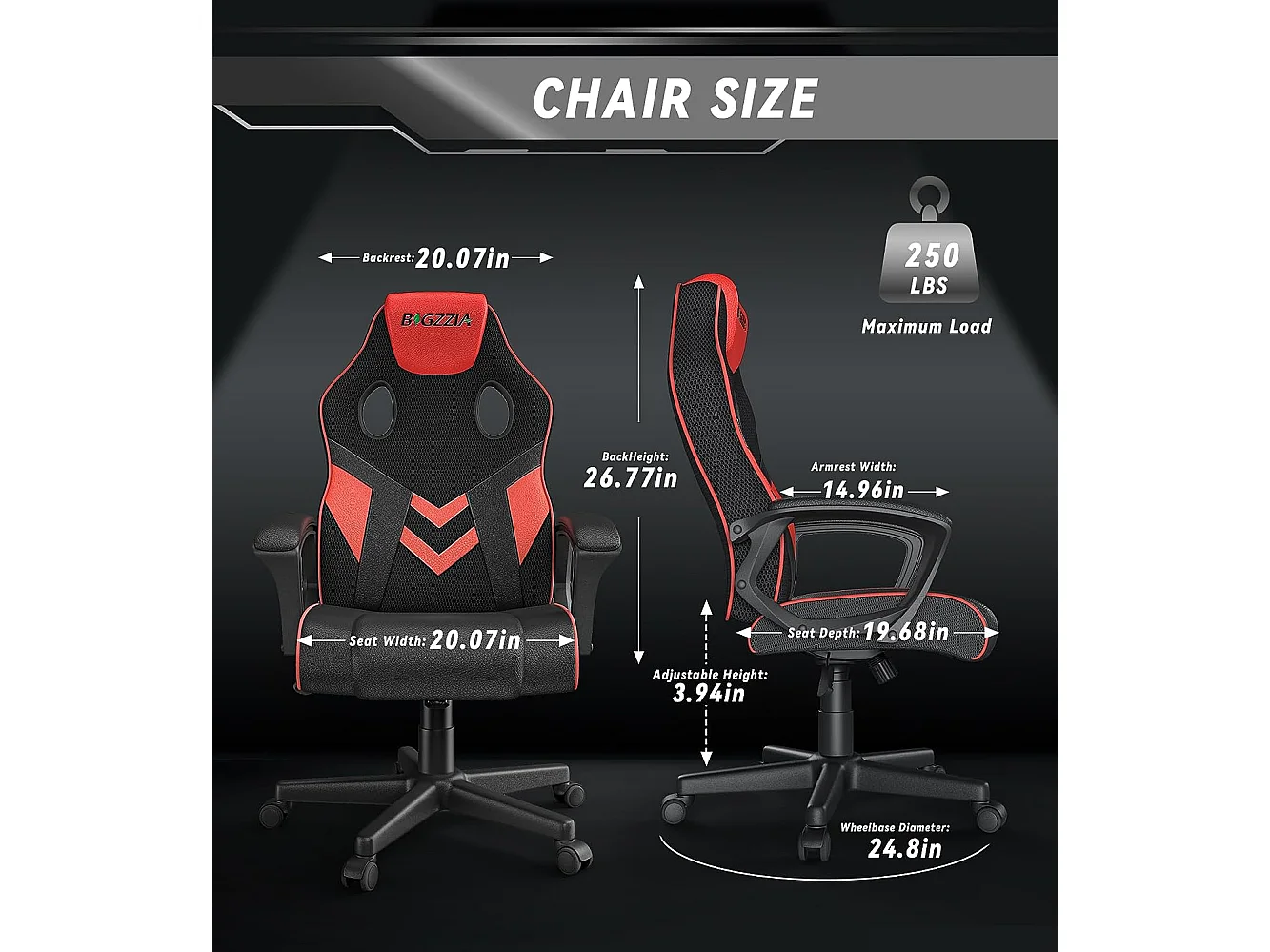 Chaise de jeu en cuir PU avec appui-tête, hauteur réglable et pivotant à 360 ° pour Gamer Office