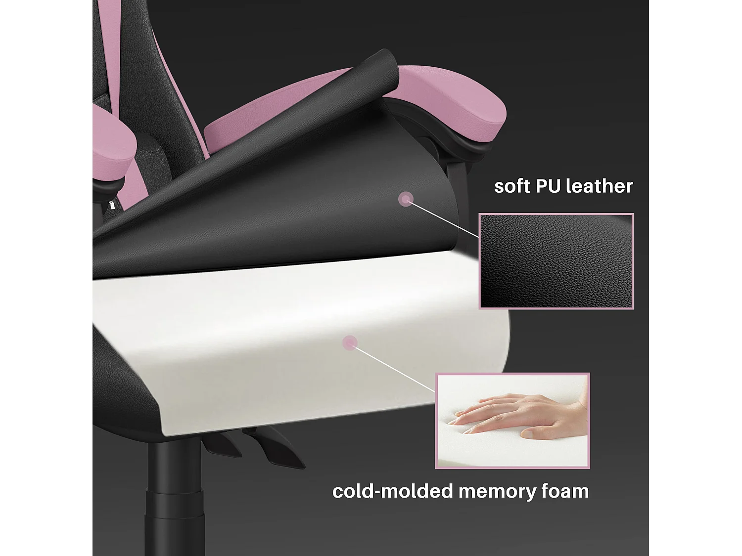 Chaise de bureau de jeu de jeux et de bureaux Ergonomic Computer Hise avec appuie-tête et support lombaire