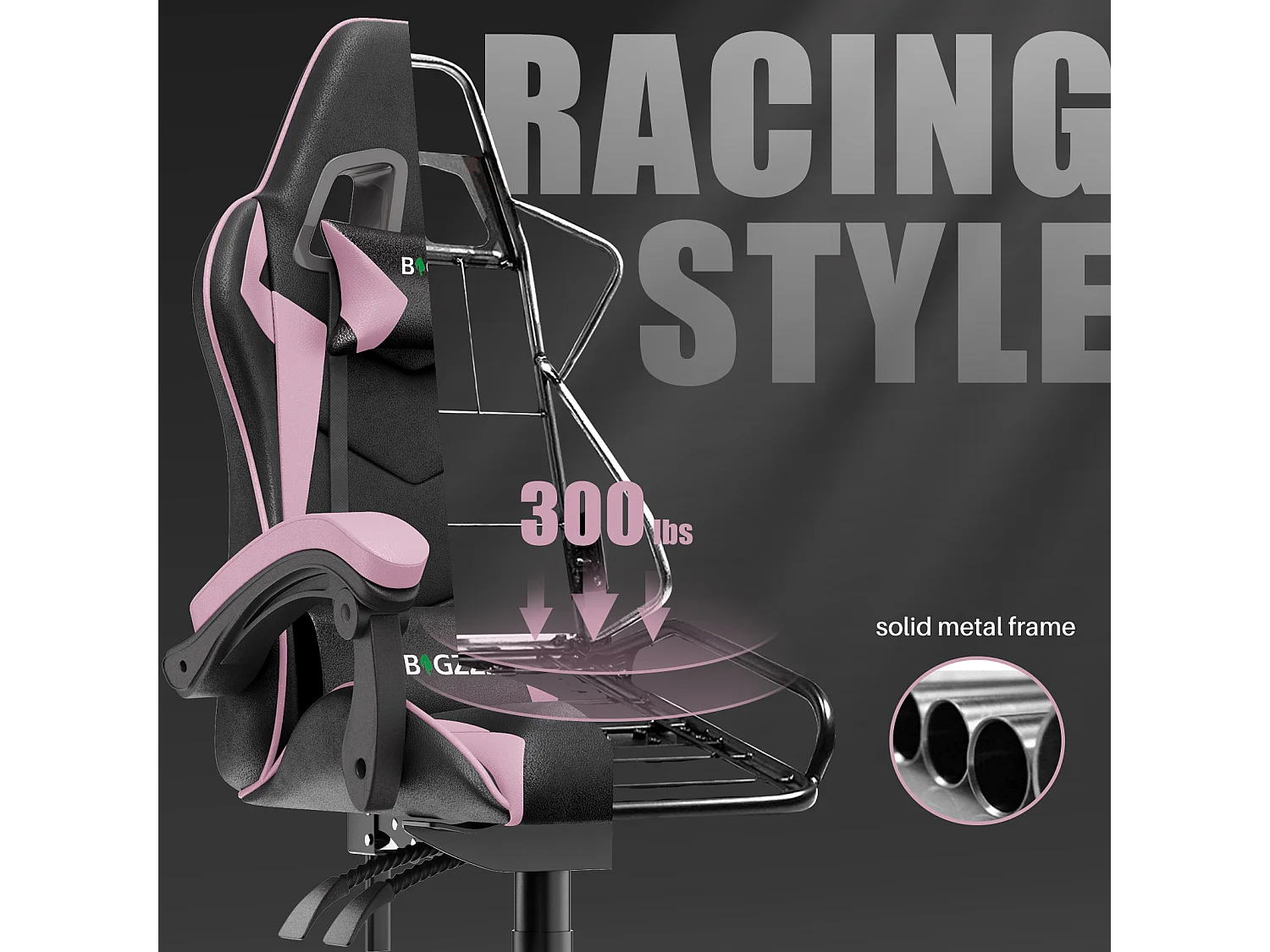 Chaise de bureau de jeu de jeux et de bureaux Ergonomic Computer Hise avec appuie-tête et support lombaire