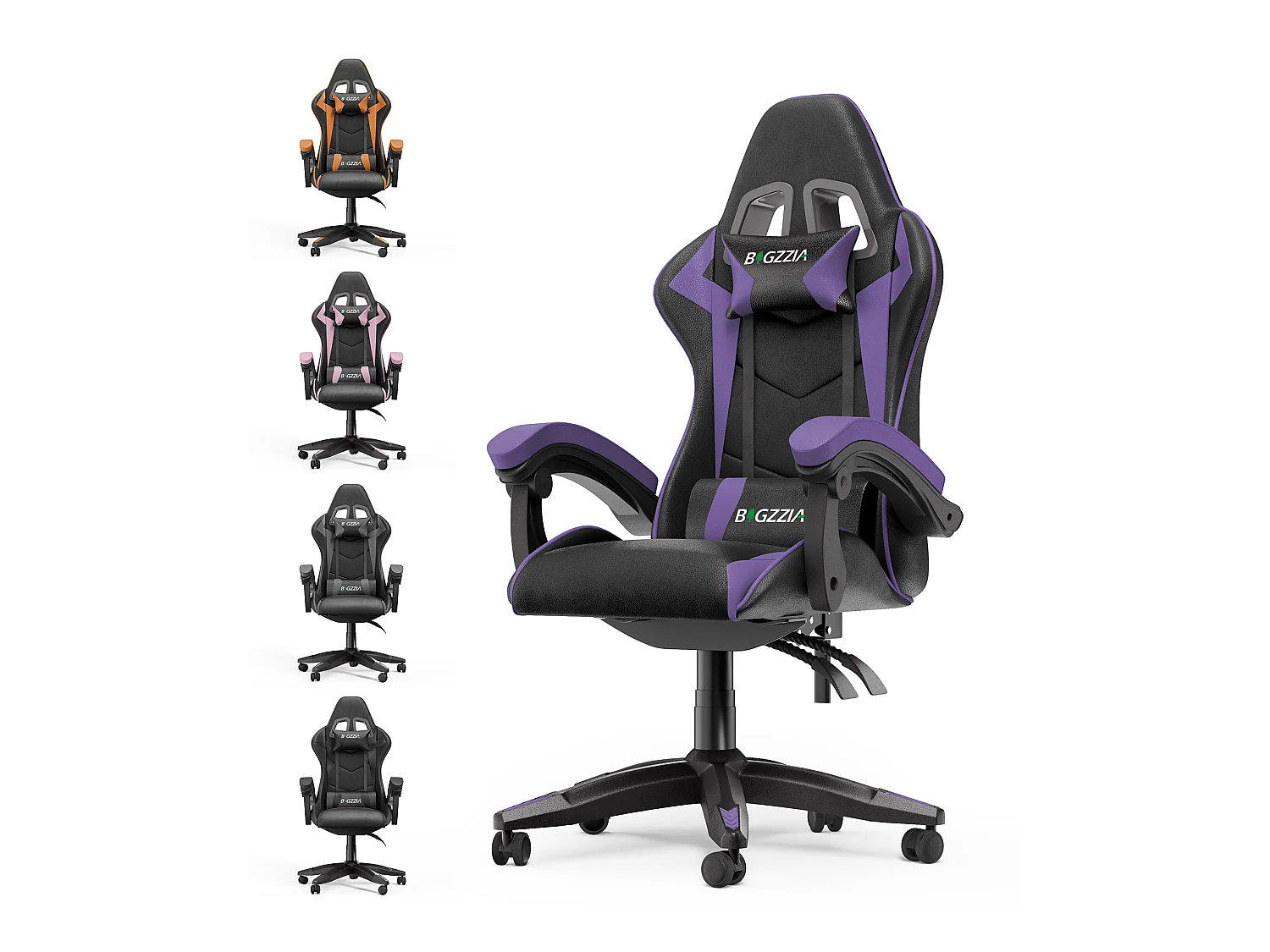 Chaise de bureau de jeu de jeux et de bureaux Ergonomic Computer Hise avec appuie-tête et support lombaire
