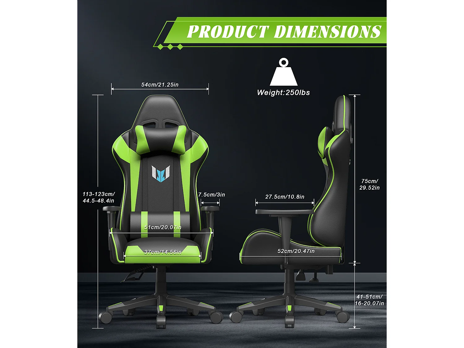 Chaise de jeu jeu avec coussin lombaire et appui et accoudoir fixe, chaise de bureau en cuir PU