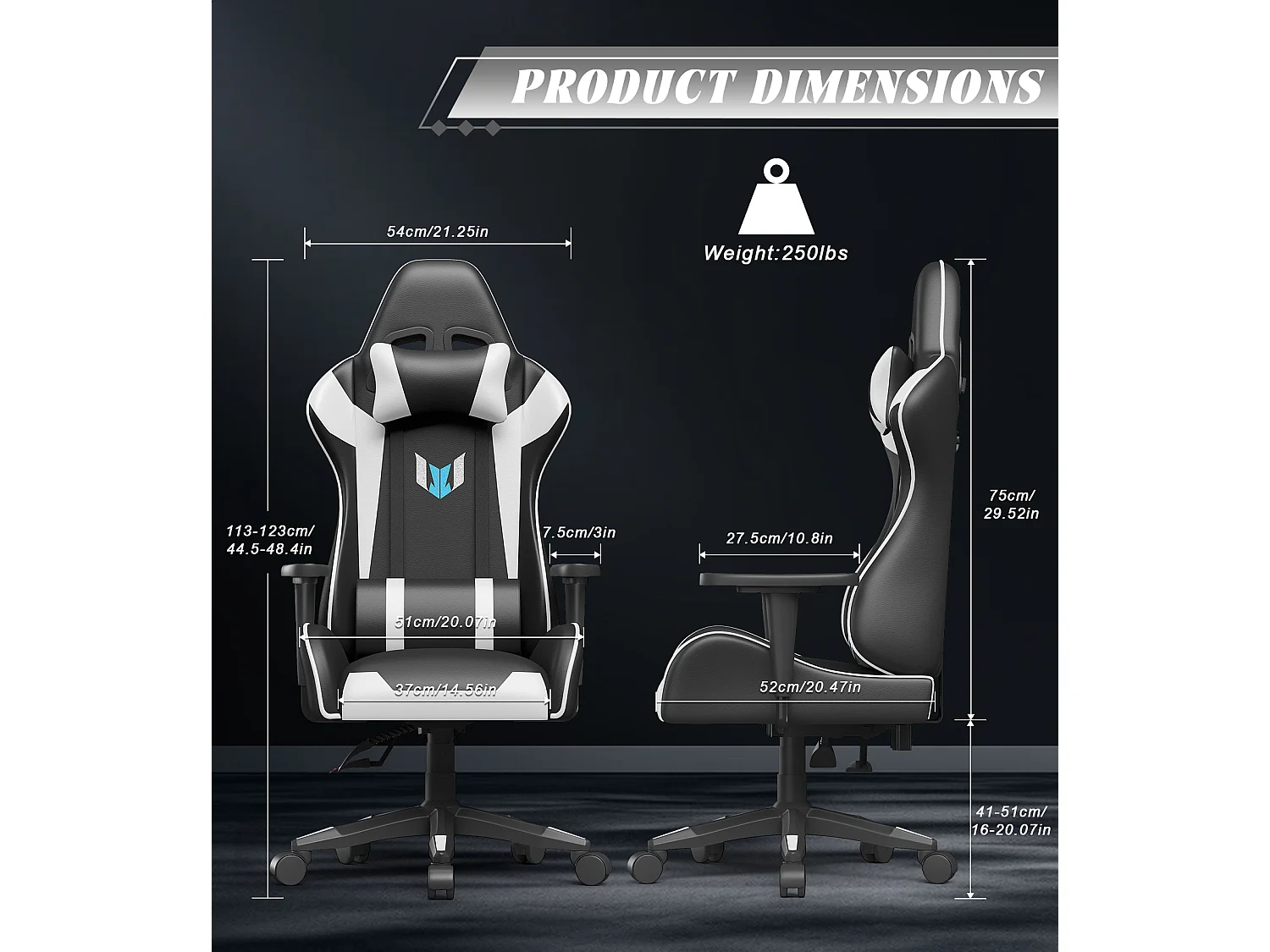 Chaise de jeu jeu avec coussin lombaire et appui et accoudoir fixe, chaise de bureau en cuir PU