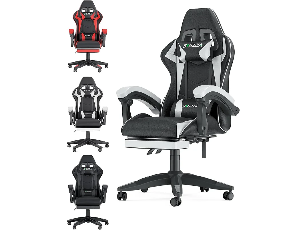 Ergonomische gamestoel met voetensteun, in hoogte verstelbare kantoor- en computerstoel