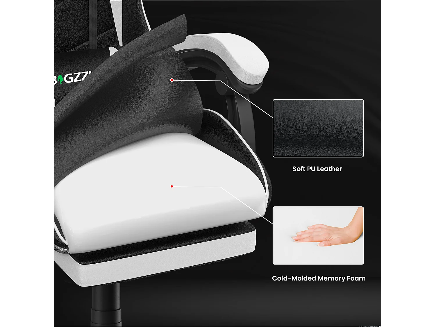 Ergonomische gamestoel met voetensteun, in hoogte verstelbare kantoor- en computerstoel