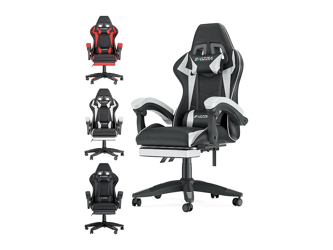 Ergonomische gamestoel met voetensteun, in hoogte verstelbare kantoor- en computerstoel