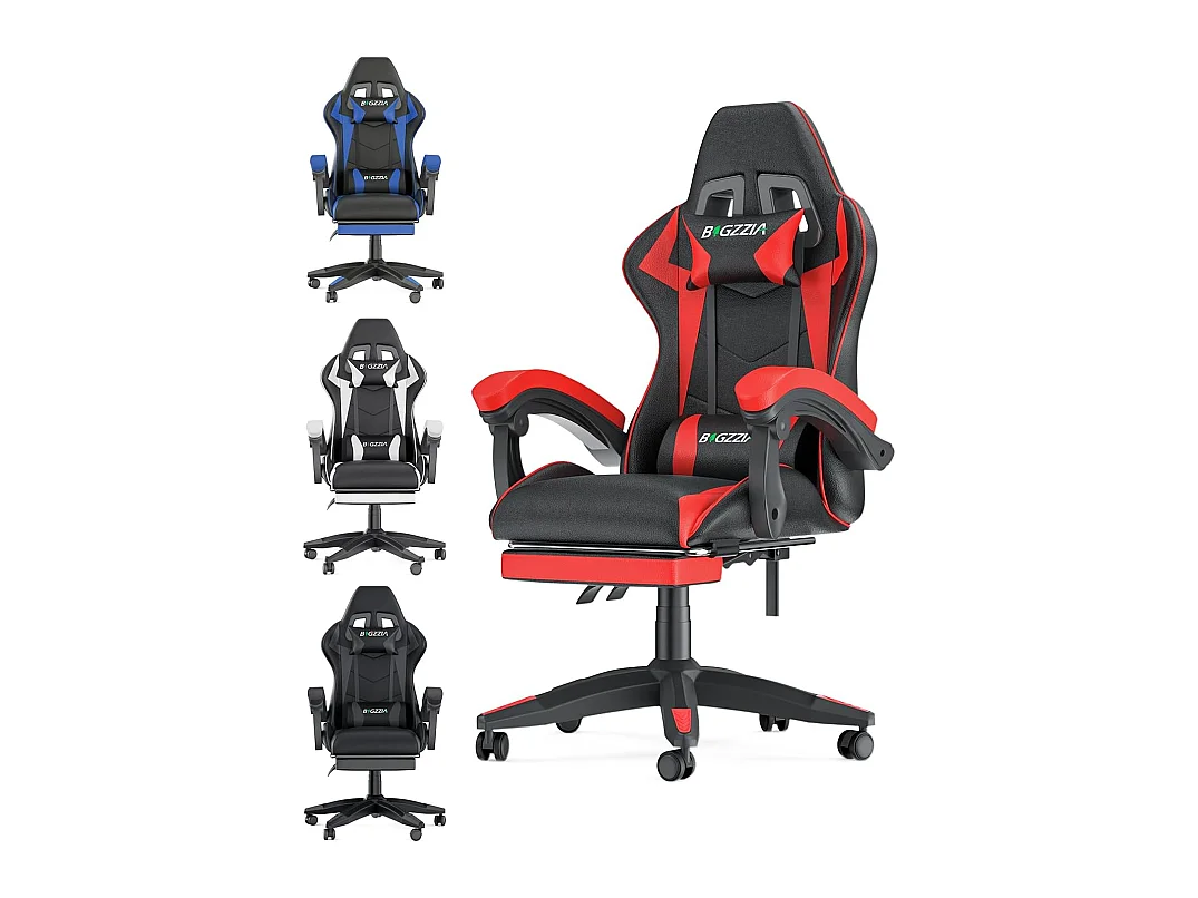 Ergonomische gamestoel met voetensteun, in hoogte verstelbare kantoor- en computerstoel