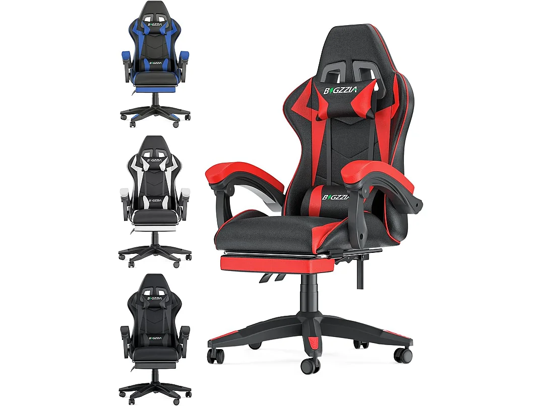 Ergonomische gamestoel met voetensteun, in hoogte verstelbare kantoor- en computerstoel