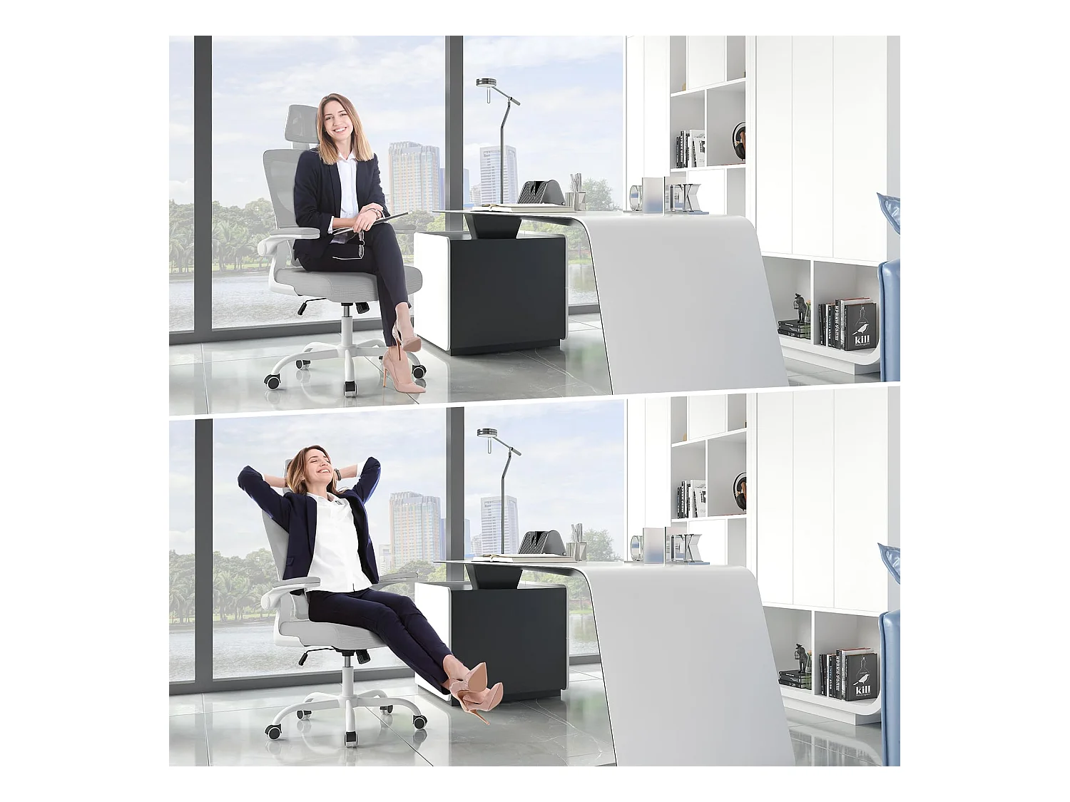 Chaise d'ordinateur pivotante avec fonction de basculement Chaise de direction pour le bureau à domicile