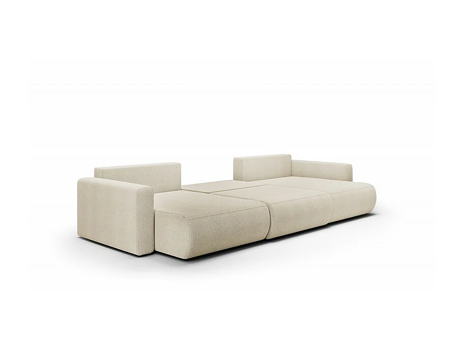 Canapé d'angle panoramique CURIA en tissu hydrophobe beige