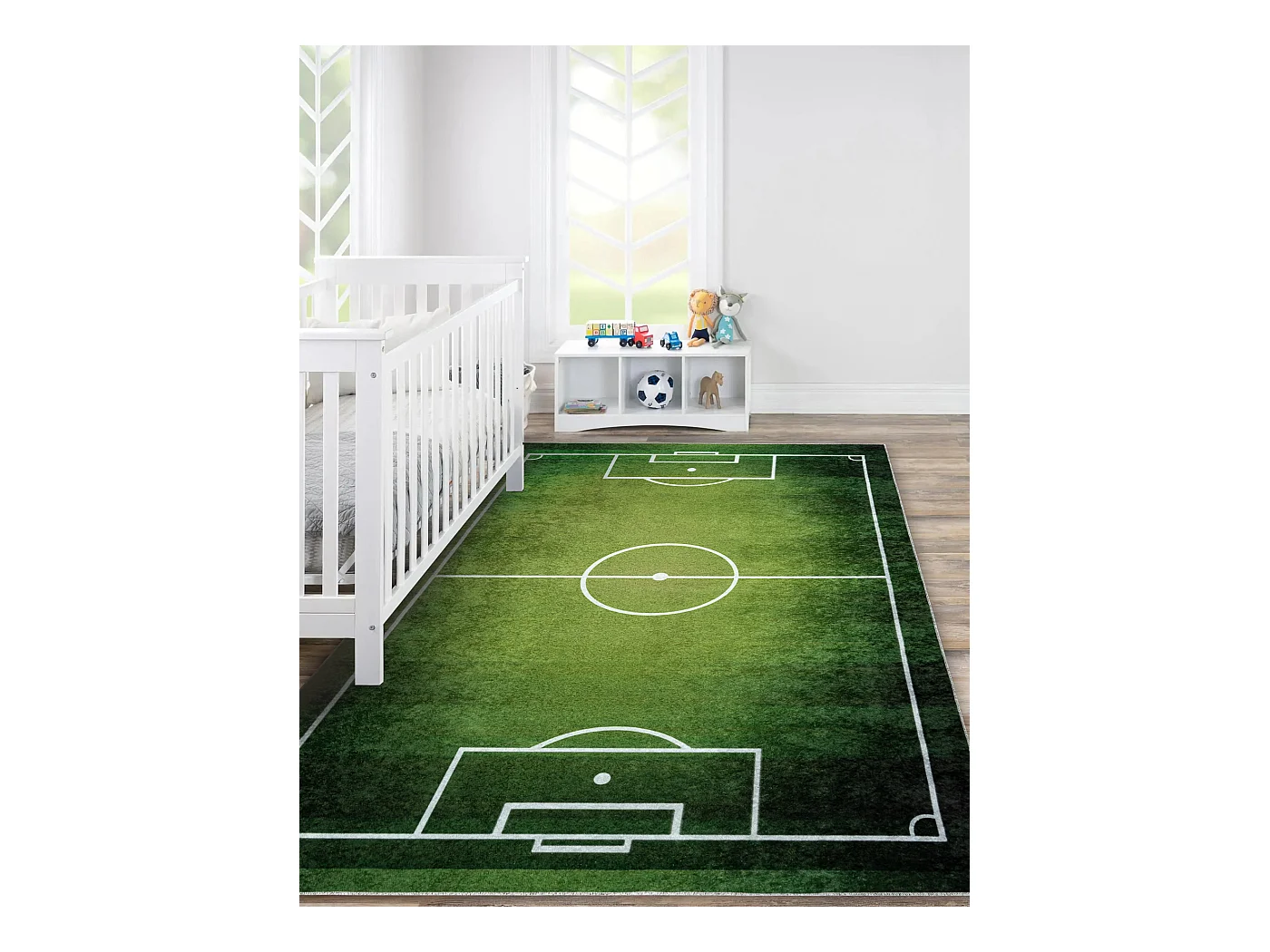 JUNIOR 51307.803 tapijt wasbaar voetbalveld, voetbal voor kinderen ant 200x290 cm