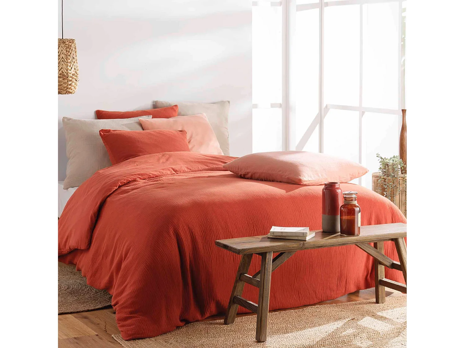 Juego de cama en gasa de algodón 260 x 240 cm