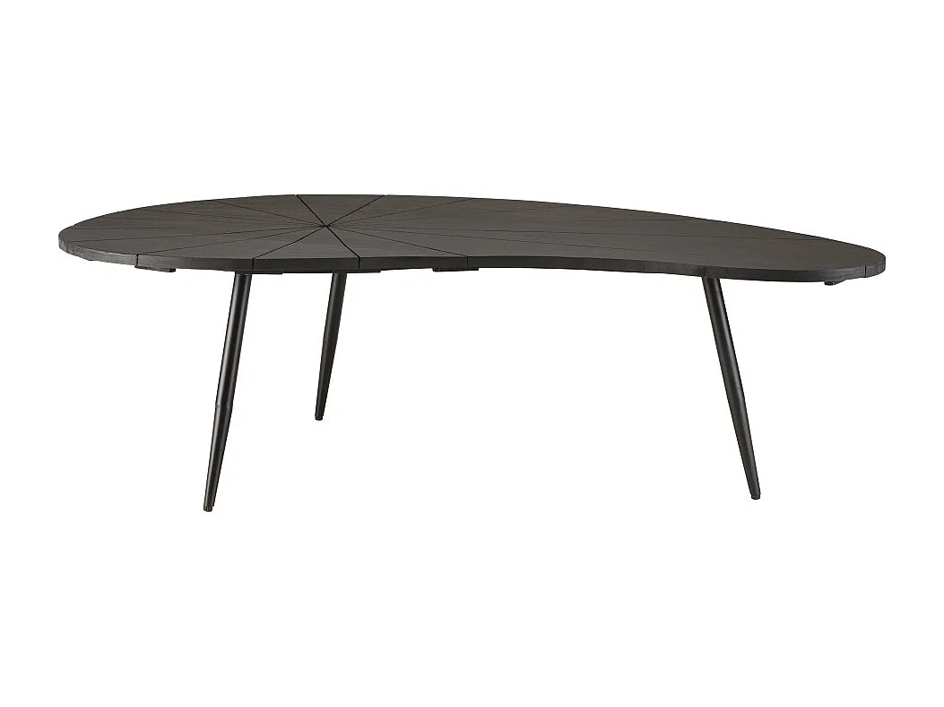 JAMES - Table basse ovoïde plateau texturé noir mat pieds métal noir