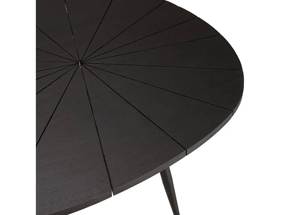 JAMES - Table basse ovoïde plateau texturé noir mat pieds métal noir