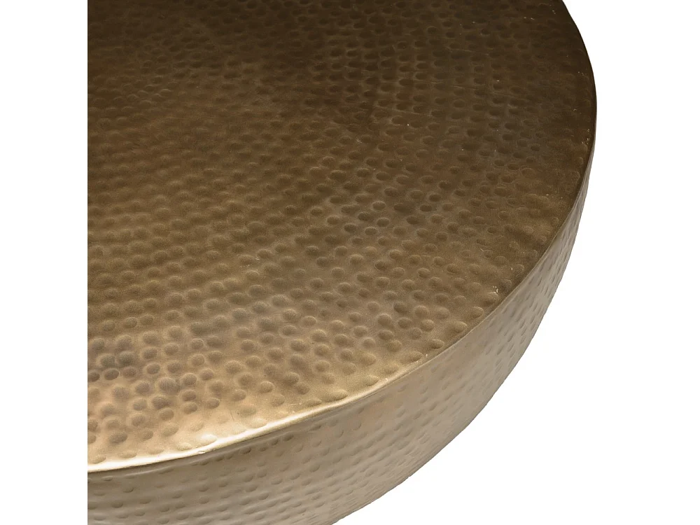 JOHAN - Table basse coque ronde 90x90cm en aluminium doré antique