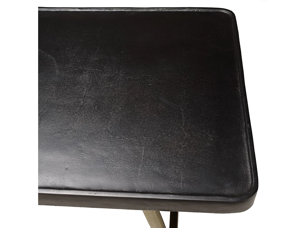JOHAN - Table basse rect. en aluminium plateau noir pieds dorés