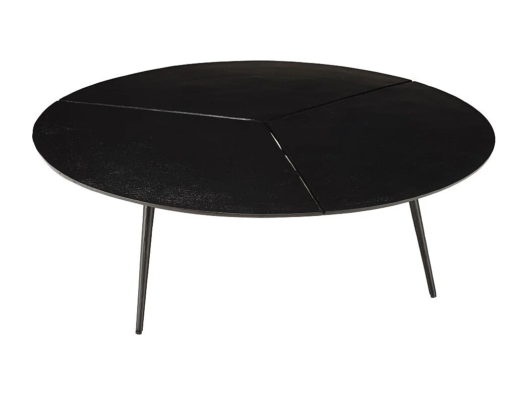 JAMES - Table basse ronde 100x100cm en aluminium noir mat