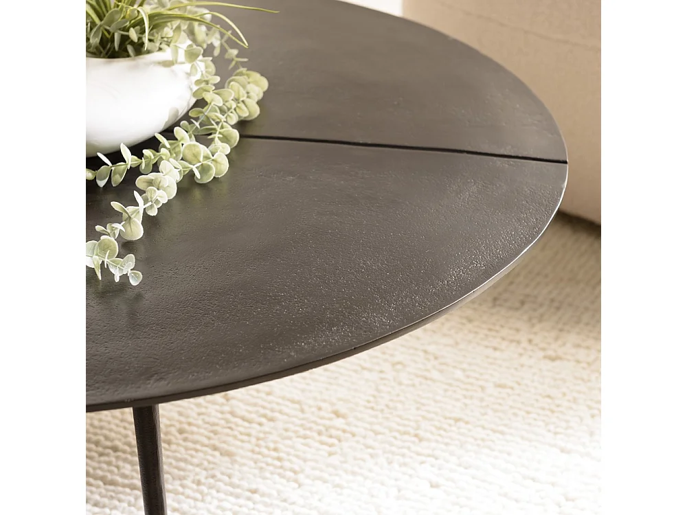 JAMES - Table basse ronde 100x100cm en aluminium noir mat