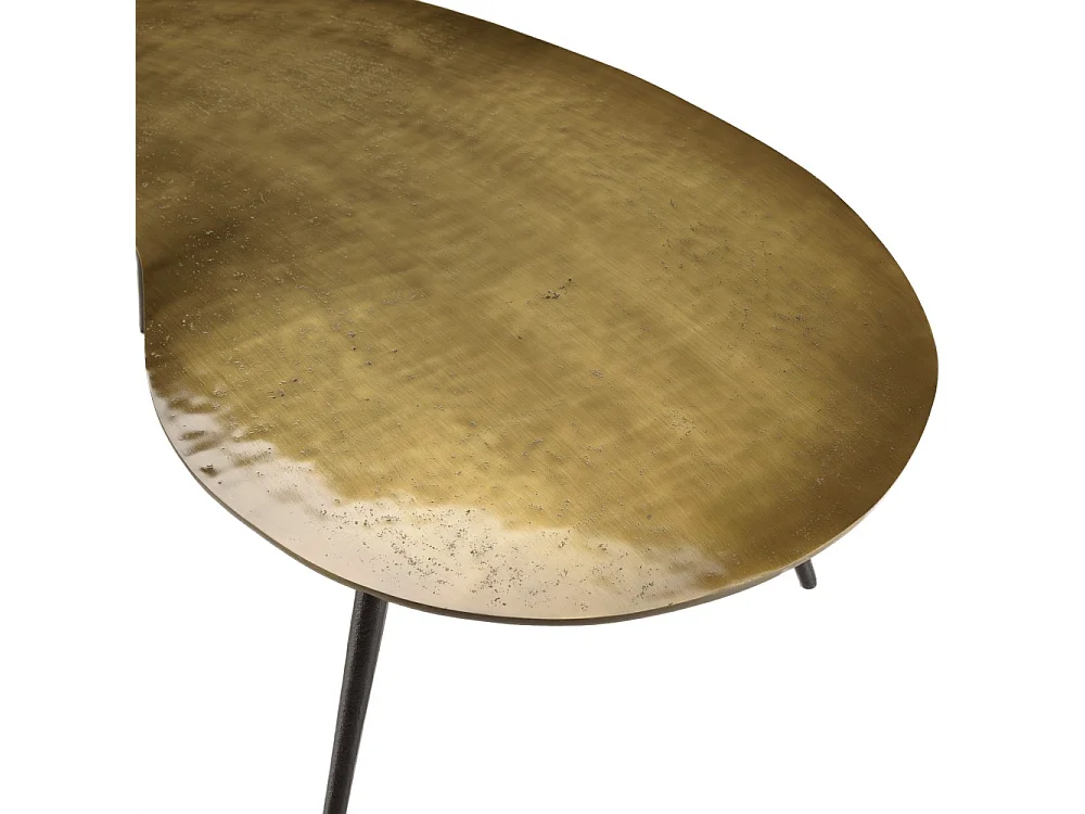 JAMES - Set de 2 tables basses ovoïdes en aluminium noir mat et doré