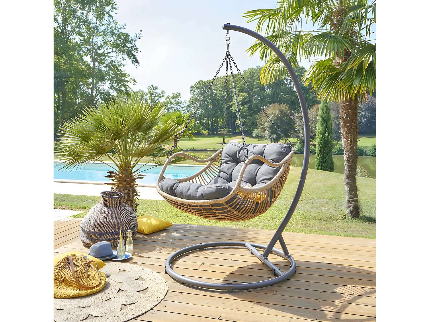 Pied pour fauteuil suspendu Panao graphite Hespéride