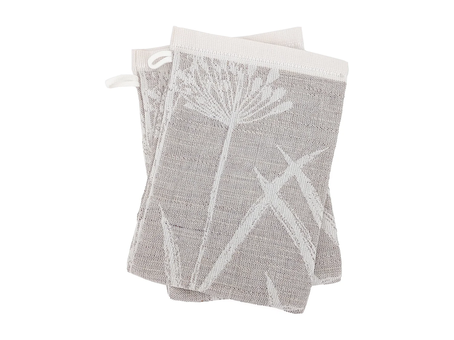Lot de 2 gants de toilette coton 16x21 cm collection DRY DANDELION beige