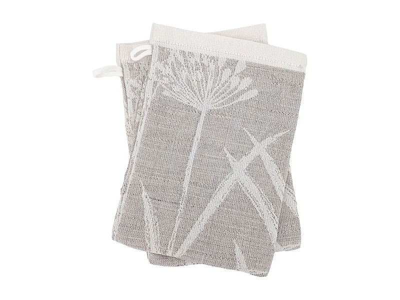 Lot de 2 gants de toilette coton 16x21 cm collection DRY DANDELION beige